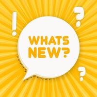 Whats new banner. Speech bubble with Whats new text. Business concept. 3d illustration. Pop art style. line icon for Business and Advertising. vector