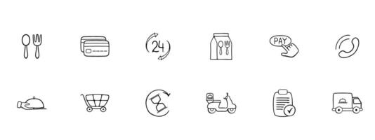 A collection of icons representing online payment, showcasing various payment methods and digital transactions. black set icon vector