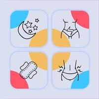 Menstruation awareness and care. A natural bodily process in women characterized by the shedding of the uterine lining. Neomorphism style. line icon vector