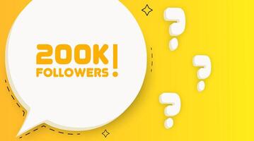 200r followers . Speech bubble with 200r followers text. Business concept. 2d illustration. Pop art style. line icon for Business and Advertising. vector