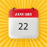 January 22 banner. Speech bubble with January 22 text. Business concept. 3d illustration. Pop art style. line icon for Business and Advertising. vector