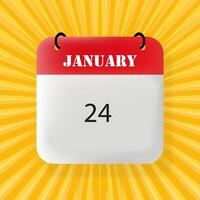 January 24 banner. Speech bubble with January 24 text. Business concept. 3d illustration. Pop art style. line icon for Business and Advertising. vector