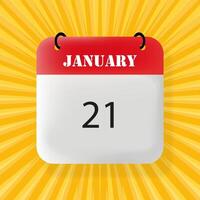 January 21 banner. Speech bubble with January 21 text. Business concept. 3d illustration. Pop art style. line icon for Business and Advertising. vector