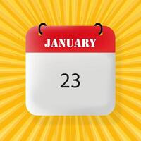 January 23 banner. Speech bubble with January 23 text. Business concept. 3d illustration. Pop art style. line icon for Business and Advertising. vector