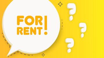 For rent. Speech bubble with For rent text. Business concept. 2d illustration. Pop art style. line icon for Business and Advertising. vector