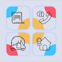 Set of icons representing fast delivery. Speed, quick, express, delivery truck, courier, package. Neomorphism style. line icon vector