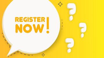Register now banner. Speech bubble with Register now text. Business concept. 2d illustration. Pop art style. line icon for Business and Advertising. vector