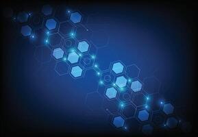 Abstract science template. Technology lines and dots connection background. Wallpaper or banner with a DNA molecules vector