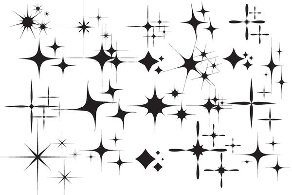 Star sparkle icon. Christmas stars icons. Futuristic shapes. Flashes from fireworks