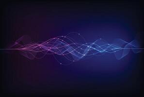 Wave lines flowing dynamic. Artificial intelligence deep learning visualization networks concept for AI, music, sound vector