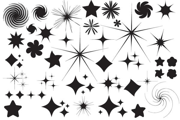 Star sparkle icon. Christmas stars icons. Futuristic shapes. Flashes from fireworks