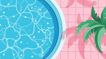 Poolside View with Palm Tree Shadows on Pink Tiles vector