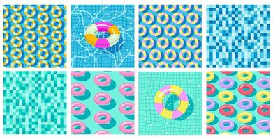 Summer Pool Floats Seamless Pattern Set vector
