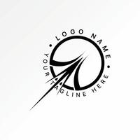 Logo design graphic concept creative premium stock abstract unique spear weapon fast arrow swoosh on circle line. Related to purpose sport vector