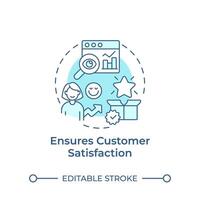 Ensures customer satisfaction soft blue concept icon. User service, experience. Round shape line illustration. Abstract idea. Graphic design. Easy to use in infographic, presentation vector