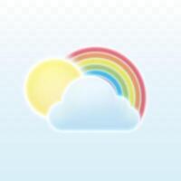 Sun, cloud and rainbow isolated on a light background. vector
