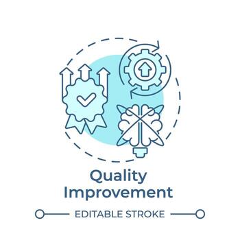 Quality improvement soft blue concept icon. Performance metrics, standardization. Round shape line illustration. Abstract idea. Graphic design. Easy to use in infographic, presentation vector