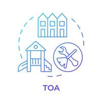 TOA blue gradient concept icon. Townhome owners association. Property management. Round shape line illustration. Abstract idea. Graphic design. Easy to use in infographic, presentation vector
