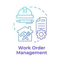 Work order management blue gradient concept icon. Operational efficiency, prioritization. Round shape line illustration. Abstract idea. Graphic design. Easy to use in infographic, presentation vector