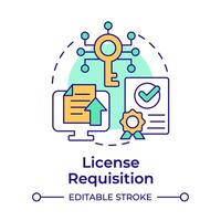 License requisition multi color concept icon. Software certification, documentation processing. Round shape line illustration. Abstract idea. Graphic design. Easy to use in infographic, presentation vector