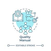 Quality manual soft blue concept icon. Product development, integrity. Process mapping. Round shape line illustration. Abstract idea. Graphic design. Easy to use in infographic, presentation vector