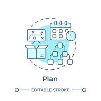 Plan soft blue concept icon. Product development strategy. Company organization, business management. Round shape line illustration. Abstract idea. Graphic design. Easy to use in infographic vector