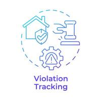 Violation tracking blue gradient concept icon. Public safety, property security. Round shape line illustration. Abstract idea. Graphic design. Easy to use in infographic, presentation vector