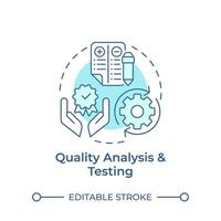 Quality analysis and testing soft blue concept icon. Statistical tools, performance metrics. Round shape line illustration. Abstract idea. Graphic design. Easy to use in infographic, presentation vector