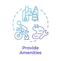 Provide amenities blue gradient concept icon. Recreation sports, common areas. Outdoor activities. Round shape line illustration. Abstract idea. Graphic design. Easy to use in infographic vector