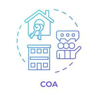 COA blue gradient concept icon. Association housing, community. Meeting management. Round shape line illustration. Abstract idea. Graphic design. Easy to use in infographic, presentation vector