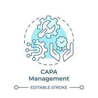 CAPA management soft blue concept icon. Processes organization, quality improvement. Round shape line illustration. Abstract idea. Graphic design. Easy to use in infographic, presentation vector