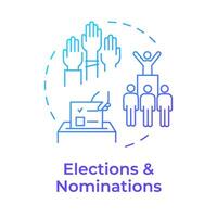 Elections and nominations blue gradient concept icon. Voting ballot box. Administrative services. Round shape line illustration. Abstract idea. Graphic design. Easy to use in infographic, presentation vector