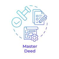 Master deed blue gradient concept icon. Foundational document, ownership rights. Round shape line illustration. Abstract idea. Graphic design. Easy to use in infographic, presentation vector