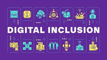 Digital inclusion purple word concept. Web accessibility, communication technology. Visual communication. Artwith lettering text, editable glyph icons vector