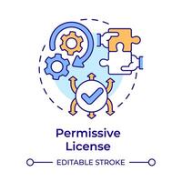 Permissive license multi color concept icon. Copyright protection, teamwork hands. Round shape line illustration. Abstract idea. Graphic design. Easy to use in infographic, presentation vector