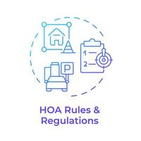 HOA rules and regulations blue gradient concept icon. Property management, administrative support. Round shape line illustration. Abstract idea. Graphic design. Easy to use in infographic vector
