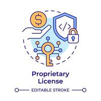 Proprietary license multi color concept icon. Licensing software, code security. Round shape line illustration. Abstract idea. Graphic design. Easy to use in infographic, presentation vector