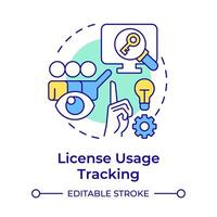 License usage tracking multi color concept icon. Licensing software, access control. Round shape line illustration. Abstract idea. Graphic design. Easy to use in infographic, presentation vector
