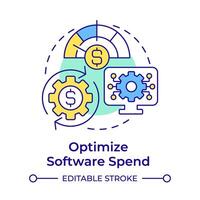 Optimize software spend multi color concept icon. Business expenses organization. Round shape line illustration. Abstract idea. Graphic design. Easy to use in infographic, presentation vector