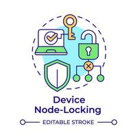 Device node-locking multi color concept icon. Software tracking. Access control monitoring. Round shape line illustration. Abstract idea. Graphic design. Easy to use in infographic, presentation vector