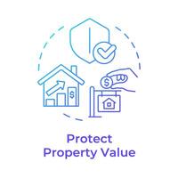 Protect property value blue gradient concept icon. Housing association, real estate. Round shape line illustration. Abstract idea. Graphic design. Easy to use in infographic, presentation vector