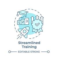 Streamlined training soft blue concept icon. Quality improvement, operational efficiency. Round shape line illustration. Abstract idea. Graphic design. Easy to use in infographic, presentation vector