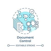 Document control soft blue concept icon. Records management, data analysis. Operational efficiency. Round shape line illustration. Abstract idea. Graphic design. Easy to use in infographic vector