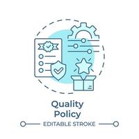 Quality policy soft blue concept icon. Risk management, standardization. Customer experience. Round shape line illustration. Abstract idea. Graphic design. Easy to use in infographic, presentation vector