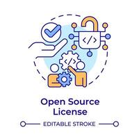 Open source license multi color concept icon. Software development, code licensing. Round shape line illustration. Abstract idea. Graphic design. Easy to use in infographic, presentation vector