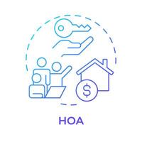 HOA blue gradient concept icon. Management services, neighborhood administration. Round shape line illustration. Abstract idea. Graphic design. Easy to use in infographic, presentation vector