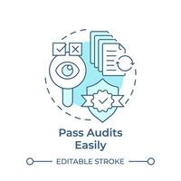 Pass audits easily soft blue concept icon. Standardized tests, product safety. Round shape line illustration. Abstract idea. Graphic design. Easy to use in infographic, presentation vector