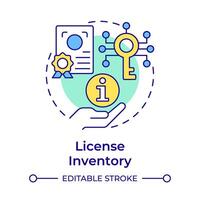 License inventory multi color concept icon. Software asset management. Compliance certificate. Round shape line illustration. Abstract idea. Graphic design. Easy to use in infographic, presentation vector