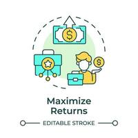 Maximize returns multi color concept icon. Asset management, fund manager. Income generation. Round shape line illustration. Abstract idea. Graphic design. Easy to use in infographic, presentation vector