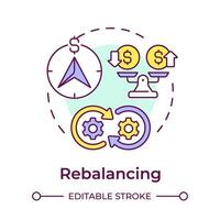 Rebalancing multi color concept icon. Wealth management, return potential. Finance objective. Round shape line illustration. Abstract idea. Graphic design. Easy to use in infographic, presentation vector